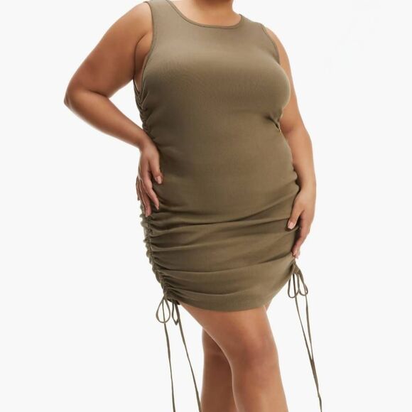 Good American Plus Size 3X (Size 6) Ruched Mini Cotton Dress - Picture 6 of 6